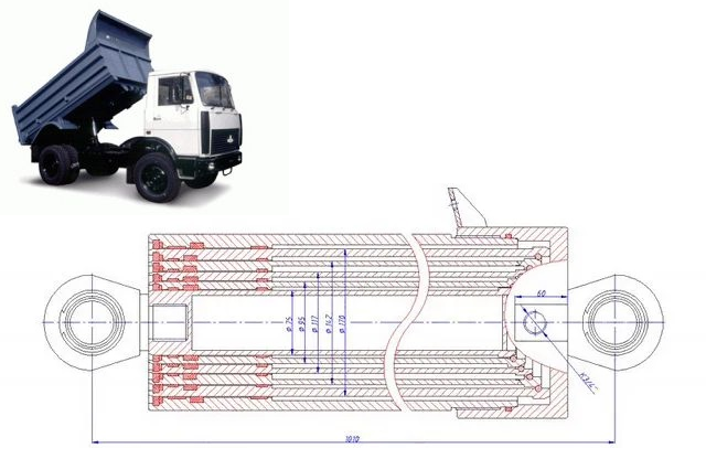 ГИДРОЦИЛИНДР 55165-8603510 / 55165-8603510-025 (МАЗ) (ЦГС.16.ПШ.ПШ.75.95.117.142.170-3444)