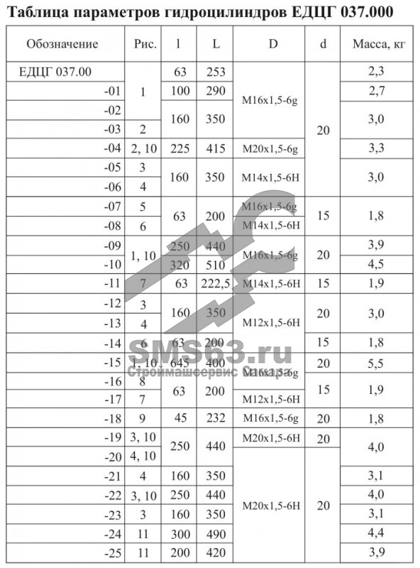 Гидроцилиндр ЕДЦГ 037.000-09 (ЦГ- 40.25х250.11)