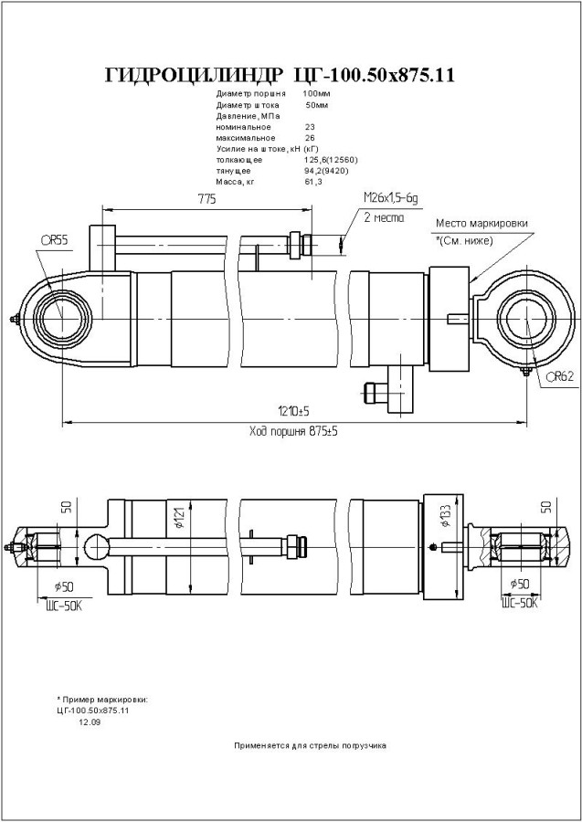 цг-100.50х875.11 гидроцилиндр