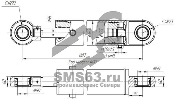ЦГ-125.56х400.11 Гидроцилиндр ковша ТО-30.44.10.000