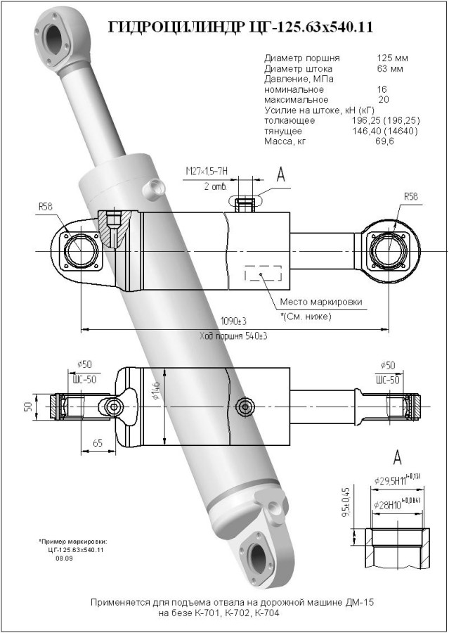 ЦГ-125.63х540.11 Гидроцилиндр ЕГА