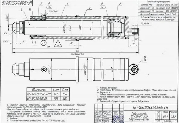 ЦГ-100.80х650.55-01 Гидроцилиндр опоры
