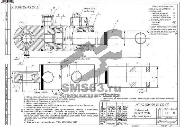ЦГ-50.30Х250.18 Гидроцилиндр