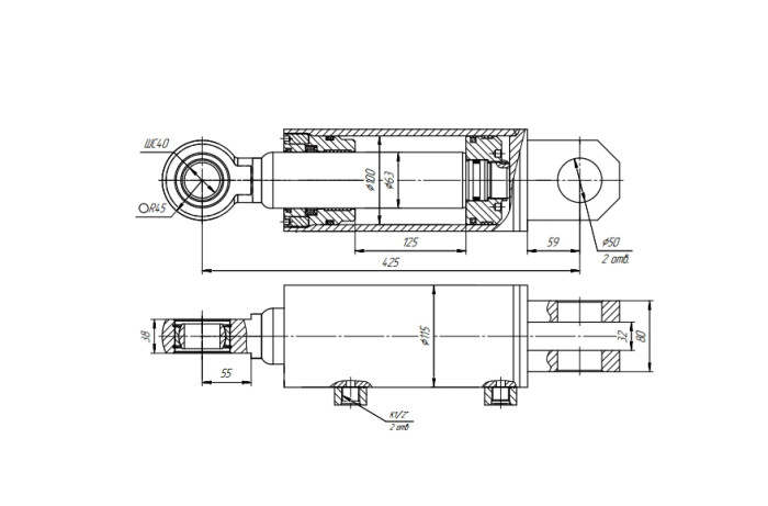 ЦГ-100.63х125.04 Гидроцилиндр